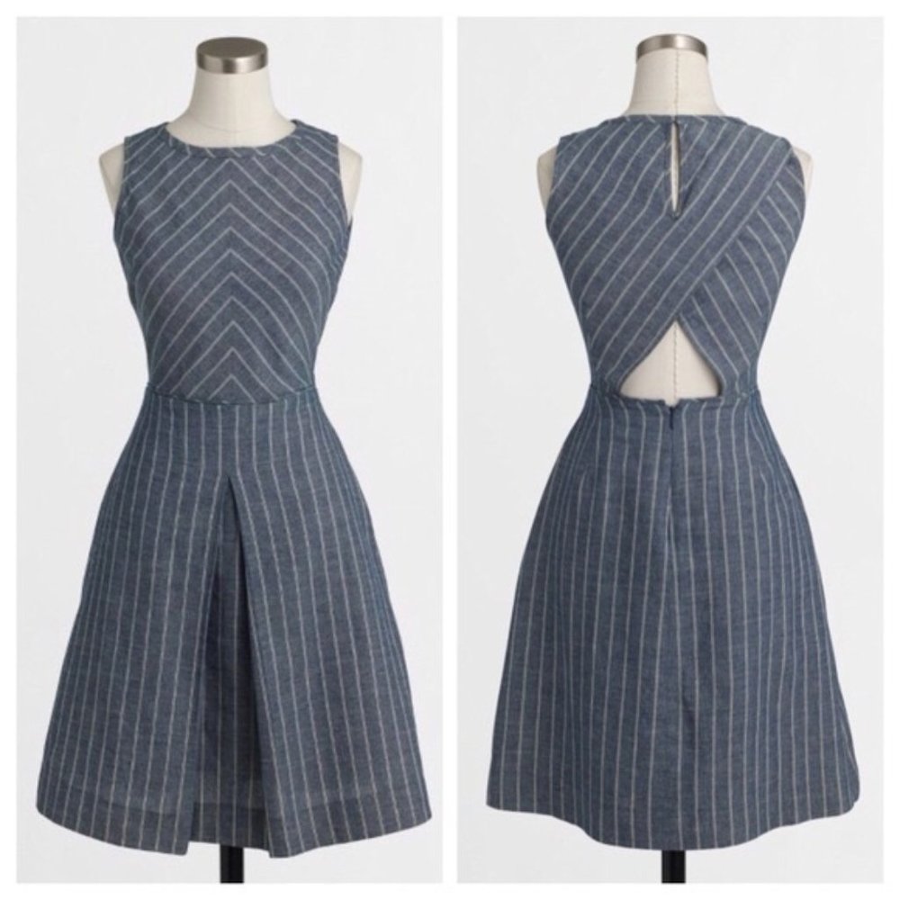 JCrew Blue Striped Mini Dress